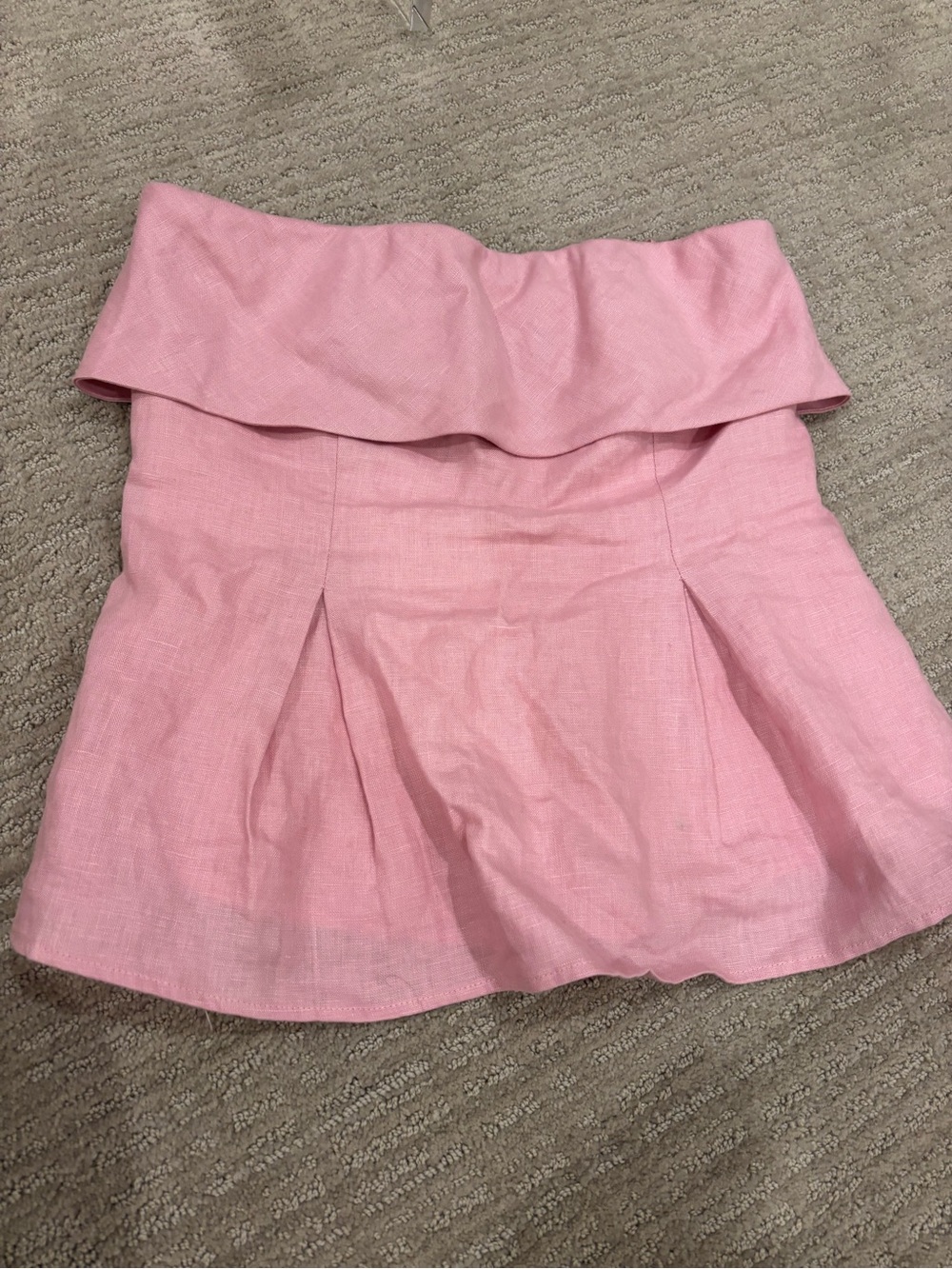 Reformation Pink Strapless Ruffle Top